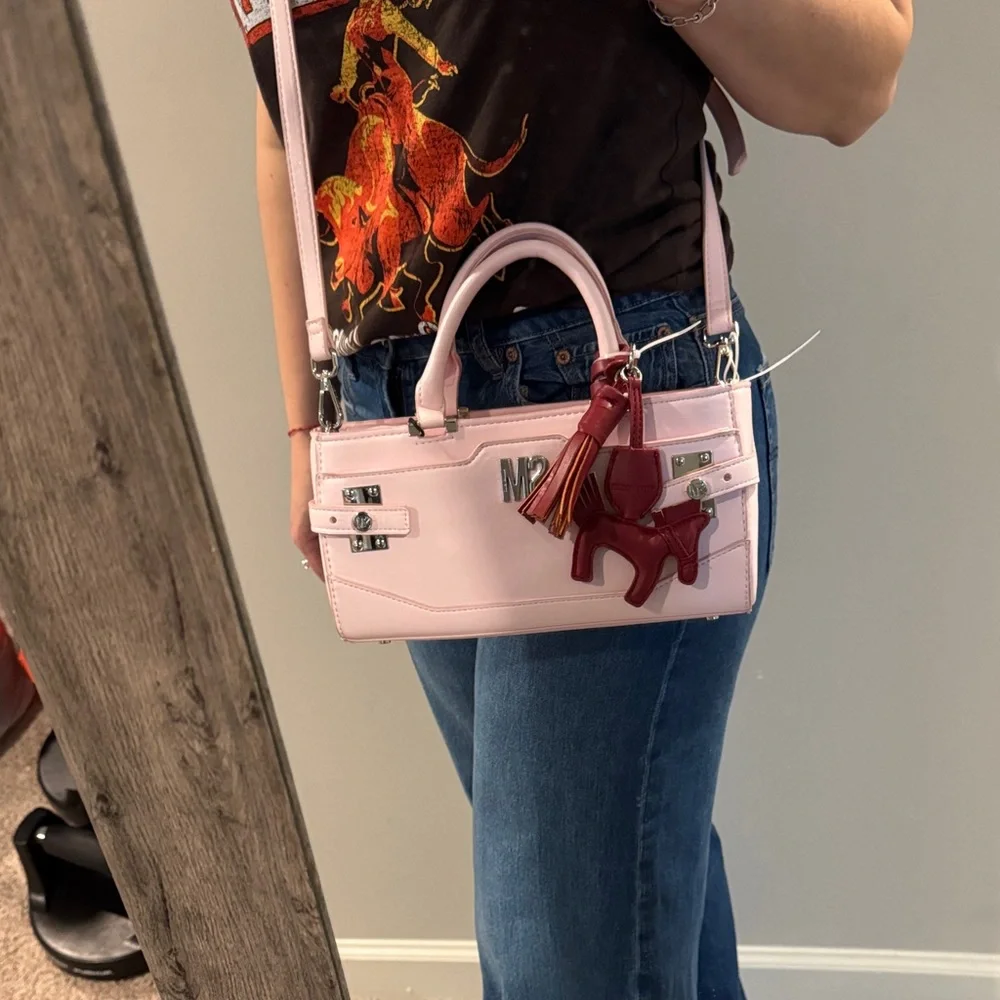 Steve Madden Pink Crossbody Bag with Red Charms - Picture 7 of 8